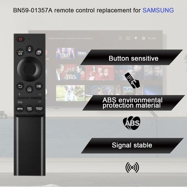 Hands-free Samsung Voice Remote Control Replacement for The Frame, QLED, and Smart TVs, Bluetooth Connectivity Compatible with Models Q60A Q70A Q80A QN85A QN90A QN800A QN900A Sub BN59-01357B BN59-01357C