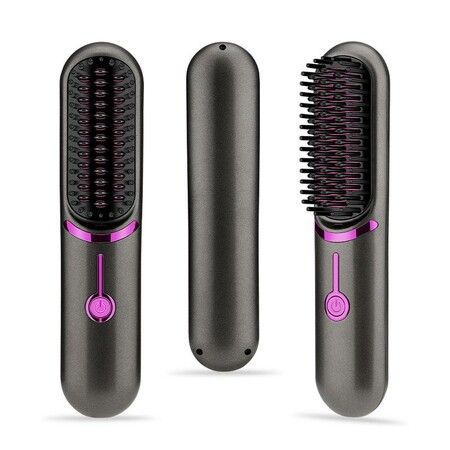 Portable & Lightweight Cordless Hair Straightening Brush,Hair Styler for On-the-Go Touch-Ups and Outdoor Styling