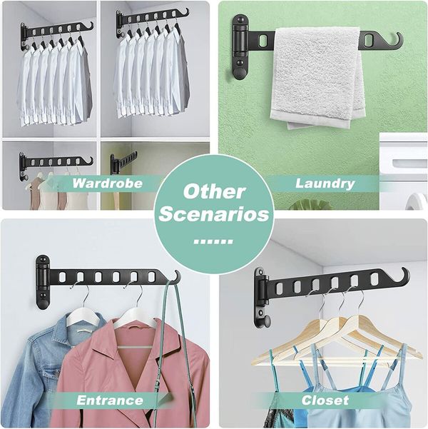 Space-Saving Solution - Wall Mounted Clothes Hangers with Swing Arms for Easy Drying