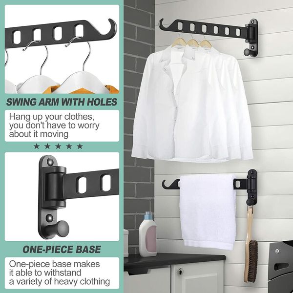 Space-Saving Solution - Wall Mounted Clothes Hangers with Swing Arms for Easy Drying