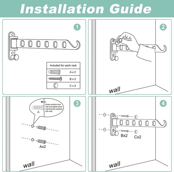 Space-Saving Solution - Wall Mounted Clothes Hangers with Swing Arms for Easy Drying