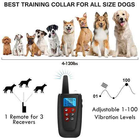 No-Shock Dog Training Collar with 3300ft Long Range and IPX7 Waterproof Design