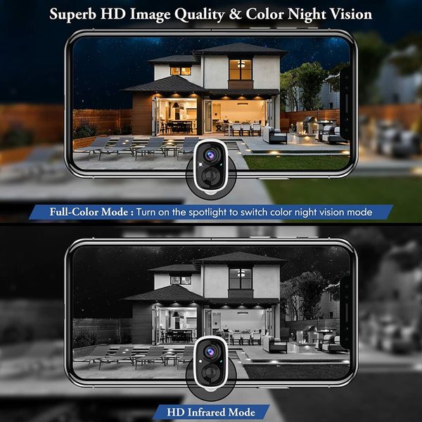 Battery Powered Wireless Outdoor Camera with 1080P Color Night Vision, AI Motion Detection for Home Security