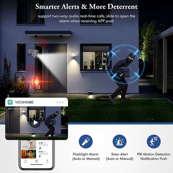 Battery Powered Wireless Outdoor Camera with 1080P Color Night Vision, AI Motion Detection for Home Security