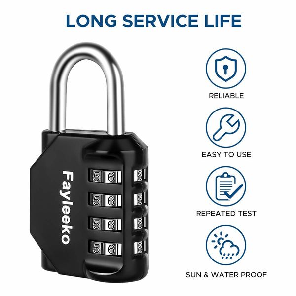 2-Pack 4-Digit Combination Padlock: Durable and Secure for Lockers, Fences, and Toolboxes(Black)