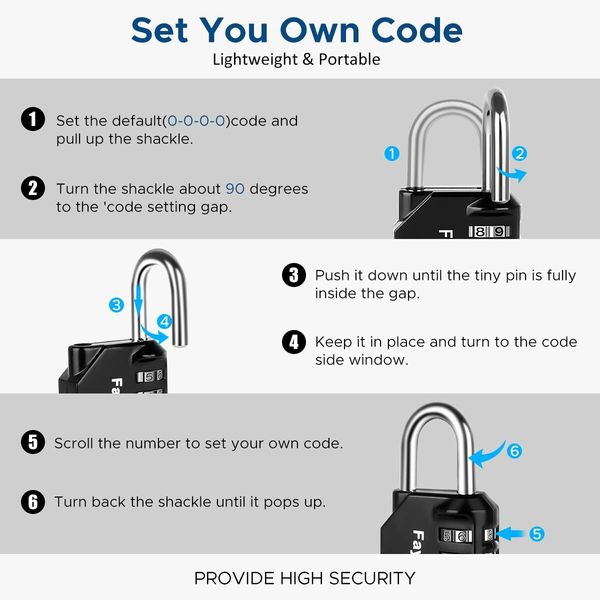 2-Pack 4-Digit Combination Padlock: Durable and Secure for Lockers, Fences, and Toolboxes(Black)