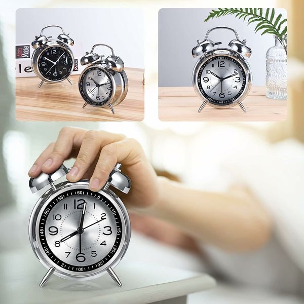 Extra-loud Alarm Clock for Heavy Sleepers with non-ticking quartz movement,Retro design  Grey