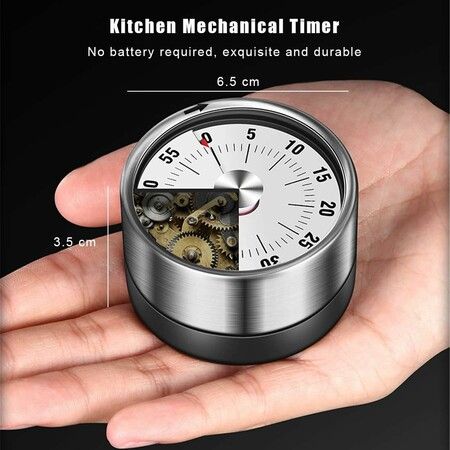 Stainless Stee Magnetic Fridge Timer with 60-Minute Countdown for Cooking and Baking (White)