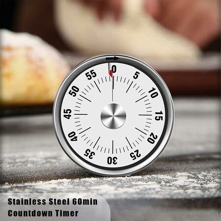 Stainless Stee Magnetic Fridge Timer with 60-Minute Countdown for Cooking and Baking (White)