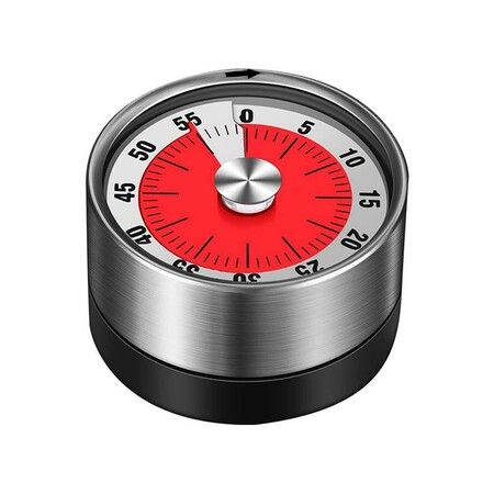 Stainless Stee Magnetic Fridge Timer with 60-Minute Countdown for Cooking and Baking (White)