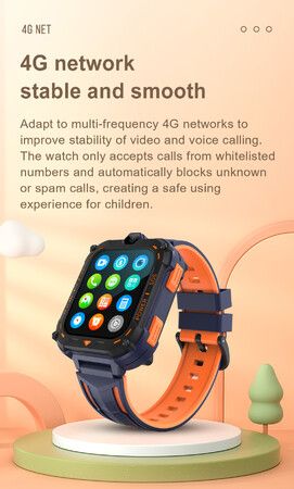 4G Smart SOS Watch for Kids with GPS, Video Call, Chat, Camera, Flashlight and Waterproof Protection