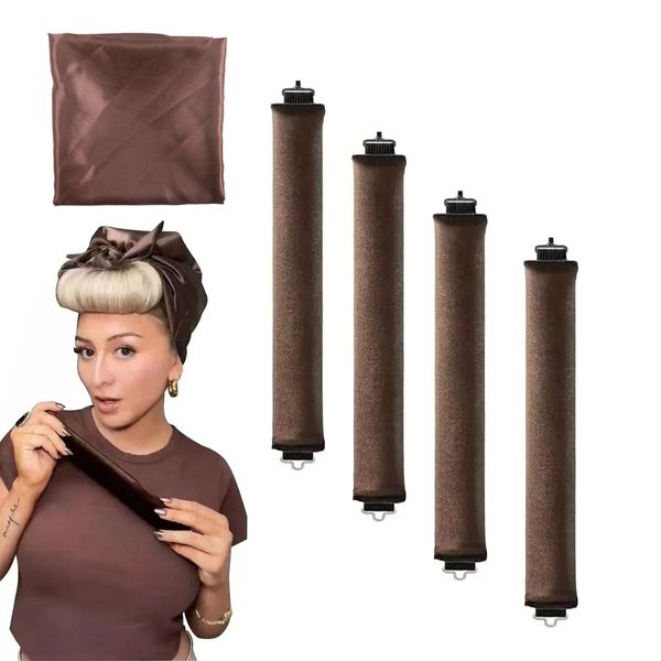 Heatless Curler with 4 Rods and Headband for Salon-Quality Curls Without Heat Damage