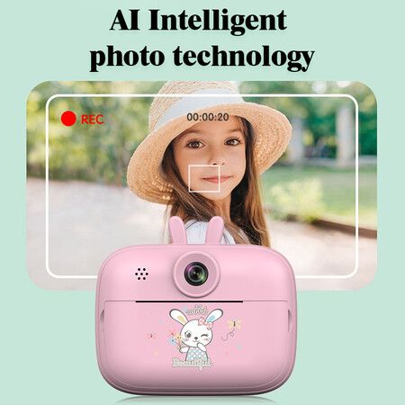 1080p Kids Instant Print Camera: 16GB Card, 1800mAh Battery, 2MP Resolution (Pink)