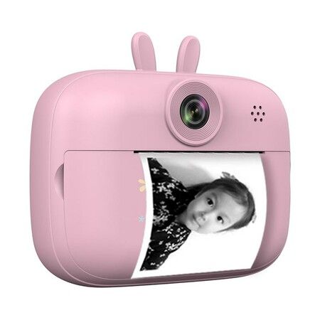 1080p Kids Instant Print Camera: 16GB Card, 1800mAh Battery, 2MP Resolution (Pink)