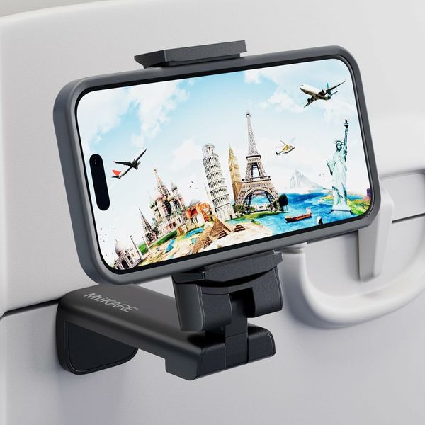 Airplane Phone Holder: Hands-Free Mount with 360° Rotation for Flying, Desk, and Tray Tables