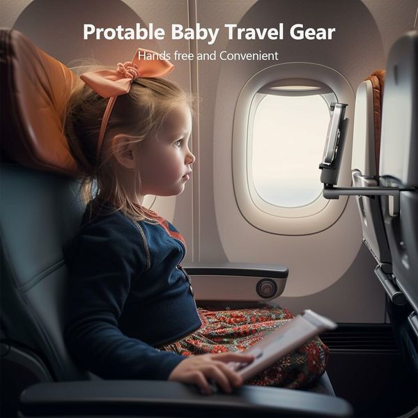 Airplane Phone Holder: Hands-Free Mount with 360° Rotation for Flying, Desk, and Tray Tables