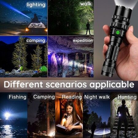 Ultra-Bright Tactical Flashlight Night Scout Torch Set:L2 fish light, USB rechargeable, waterproof