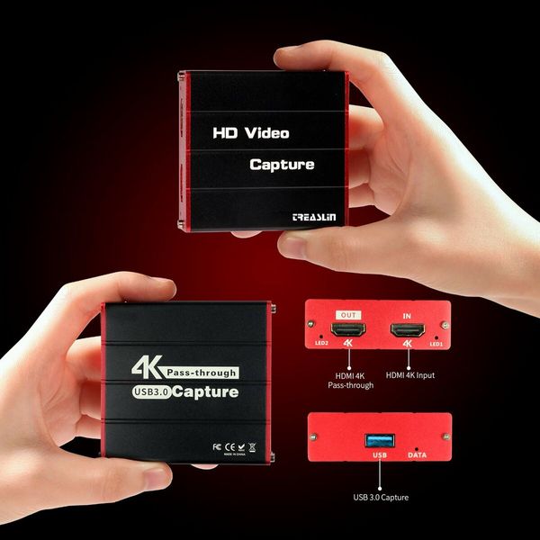 4K HDMI Capture Card for Live Streaming and Game Sharing on PS5,PS4,Switch,Wii U DSLR X-box on OBS,Support Windows,Mac,Zero Latency HDMI Pass-Through