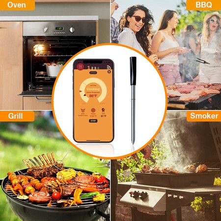 Bluetooth Wireless Meat Thermometer with Unlimited Range,Easy-to-read display