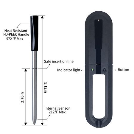 Bluetooth Wireless Meat Thermometer with Unlimited Range,Easy-to-read display