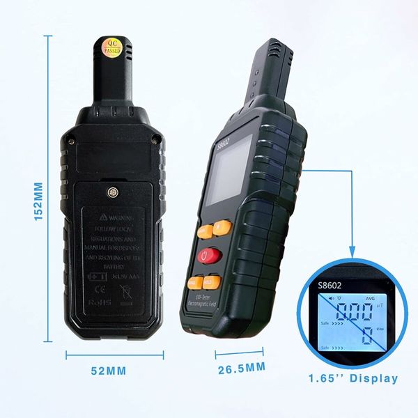 3-in-1 EMF Detector for Home, Office, and Ghost Hunting: Detects Electric and Magnetic Fields, Radio Waves, Easy-to-Read LCD Display, Compact and Portable