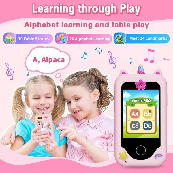 Kids Smart Phone with Dual Cameras, Games, Music, and Touch Screen for Playful Learning and Entertainment