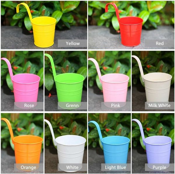 10-Pack Metal Hanging Flower Pots with Detachable Hooks for Balconies, Fences, and Gardens