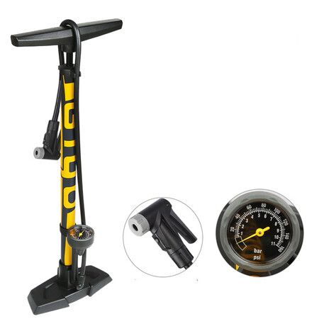 Ergonomic Bicycle Floor Pump with Precision Gauge and Smart Valve Head for Presta and Schrader Valves, Up to 160 psi