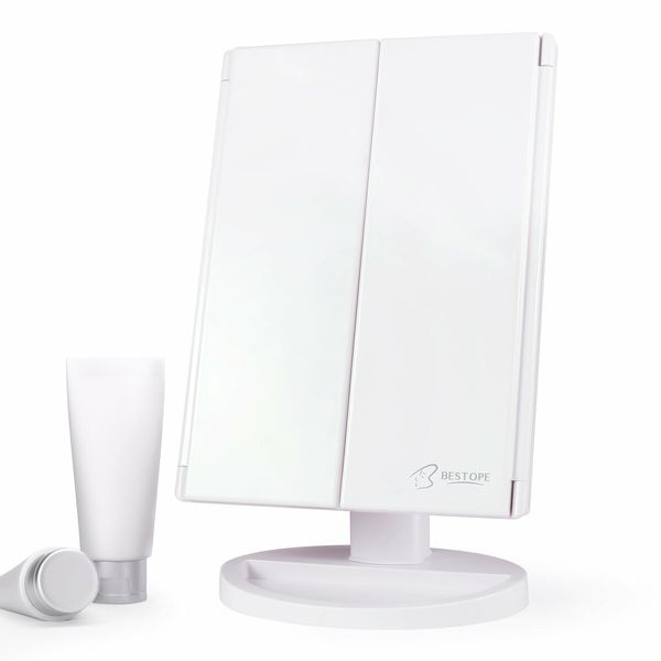 21 LED Lighted Makeup Mirror with 2X/3X Magnification for Precision Beauty and Grooming (White)