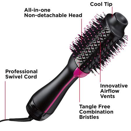 Hair Dryer and Volumizer Hot One Step Air Brush Salon Quality Styling Fast Drying Brush