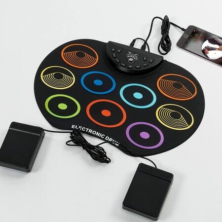 Flexible, Portable Electronic Drum Set for Kids with 12 Hours Playtime, Perfect Holiday or Birthday Gift