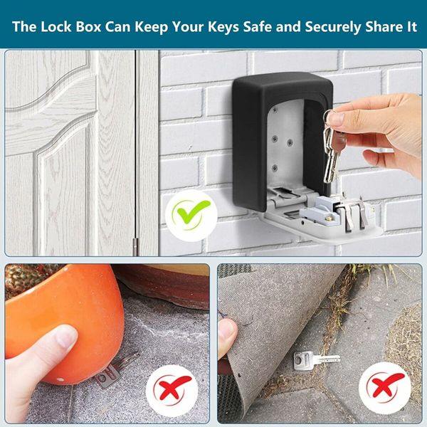 4-Digit Combination Key Lock Box for Indoor and Outdoor Use - Perfect for Homes, Hotels, and More!