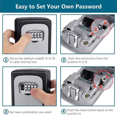 4-Digit Combination Key Lock Box for Indoor and Outdoor Use - Perfect for Homes, Hotels, and More!