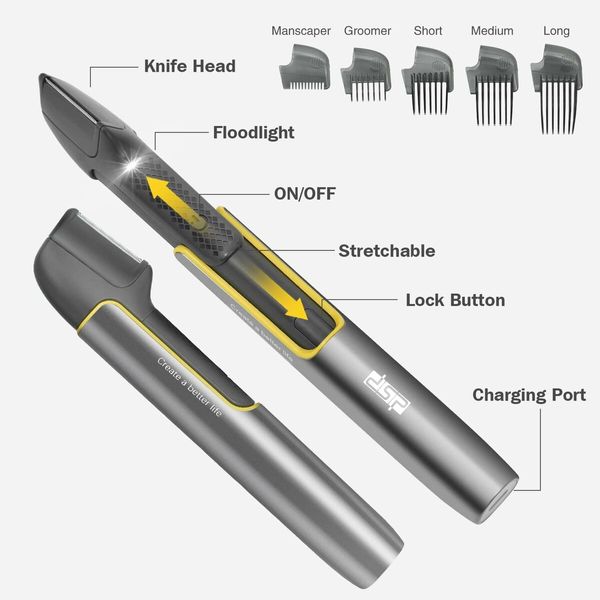 Rechargeable Body Hair Trimmer for Men and Women - Groin and Pubic Hair Trimmer