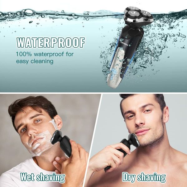 Cordless Waterproof Electric Face Shaver for Men - Rechargeable Razor for Wet and Dry Use