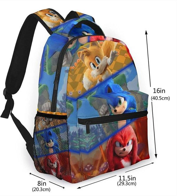 Sonic the Hedgehog Backpack for Kids, vibrant 3D design, Spacious compartments,Comfortable padded shoulder straps