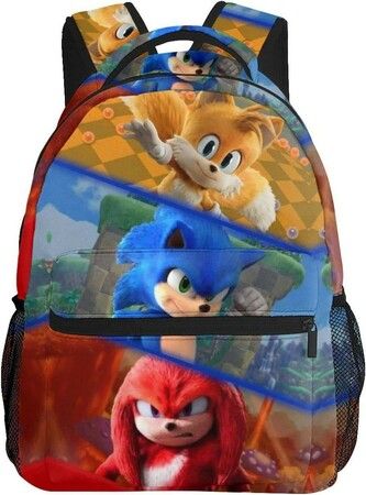 Sonic the Hedgehog Backpack for Kids, vibrant 3D design, Spacious compartments,Comfortable padded shoulder straps