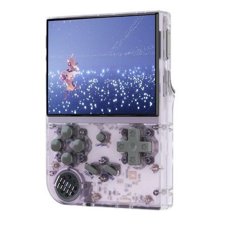 RG35XX Retro Game Console: Dual OS, 3.5" IPS Screen, Plug and Play Games, with Storage Bag (Transparent Violet)