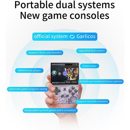 RG35XX Retro Game Console: Dual OS, 3.5" IPS Screen, Plug and Play Games, with Storage Bag (Transparent Violet)