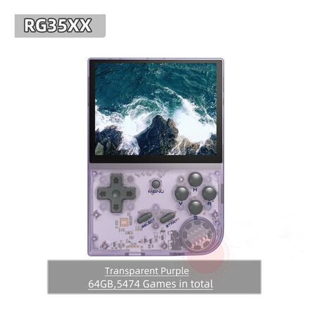 RG35XX Retro Game Console: Dual OS, 3.5" IPS Screen, Plug and Play Games, with Storage Bag (Transparent Violet)