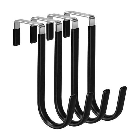 4-Pack Over the Door Hooks Maximize Space for Bathroom, Living Room, Kitchen, Bags(Black)