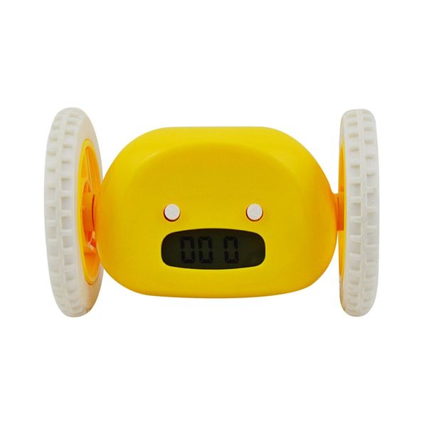 Rolling Digital Clock Running Away Alarm Clock on Wheels (Yellow)