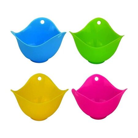 Set of 4 Nonstick Silicone Egg Poaching Cups for Perfect Poached Eggs