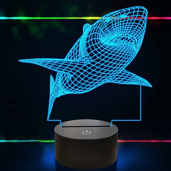 3D Shark Illusion Night Light Touch-Sensitive, 7-Color Changing Desk Lamp Create a Magical Atmosphere in Any Room