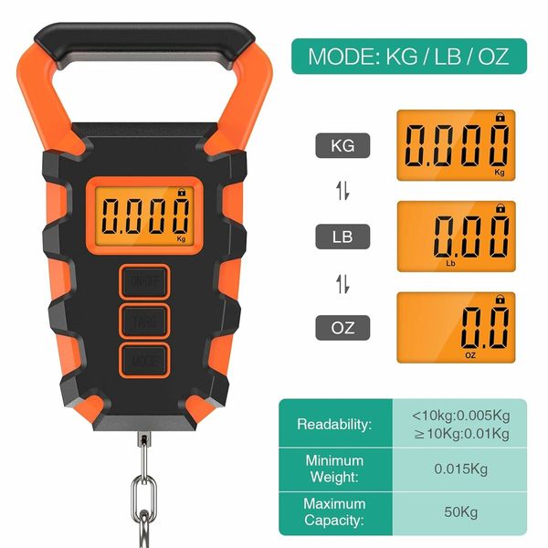 Accurately Weigh Digital Fishing Scale with Ruler and Hanging Hook (Also Perfect for 110lb/50kg Luggage)