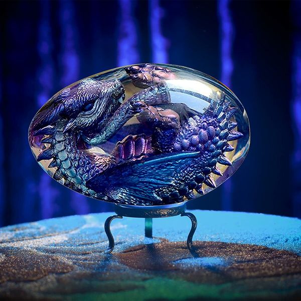 Captivating Lava Dragon Eggs - Handcrafted Resin Sculptures with Clear Design and Fire Pocket Dragon - Unique Souvenirs for Fantasy Enthusiasts