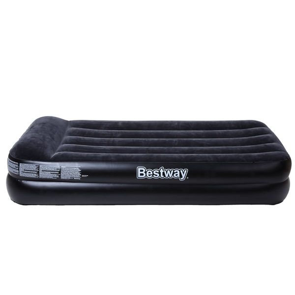 Bestway Comfort Quest Deluxe Single Size Inflatable Mattress/Air Bed with Built-In Pillow