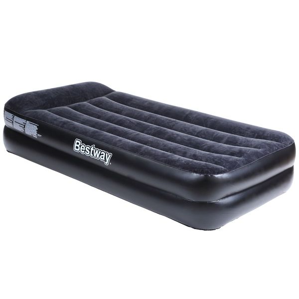 Bestway Comfort Quest Deluxe Single Size Inflatable Mattress/Air Bed with Built-In Pillow