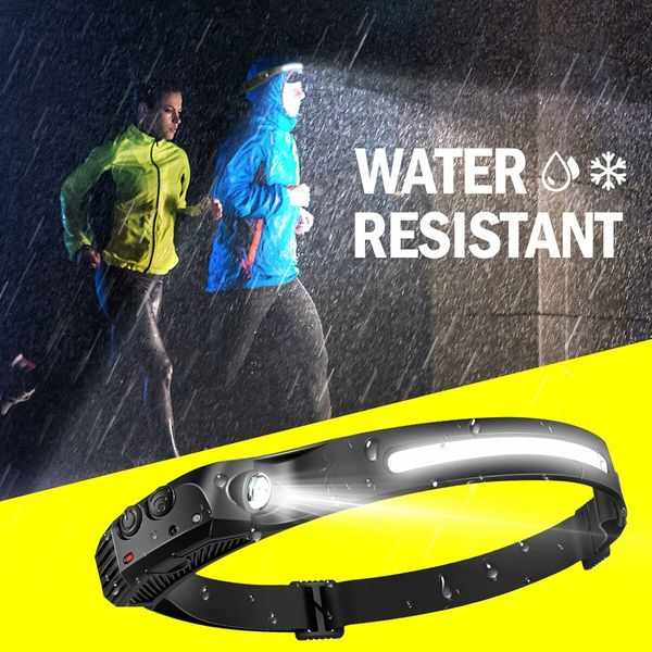 1PCS Rechargeable Headlamp Flashlight with 2 COB and 230 Degree Wide Beam,Adjustable headband and lightweight design - Perfect for Outdoor Enthusiasts and Professionals