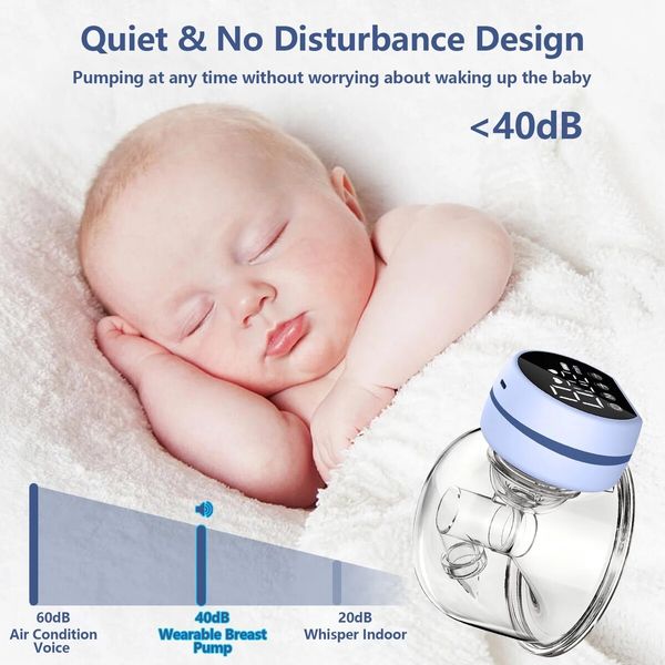 Efficient Wearable Electric Breast Pump with 3 Pumping Modes, 9 Suction Level, Whisper-quiet Experience (1 Pack)